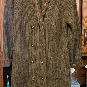 POL Olive Green Button-Up Sweater